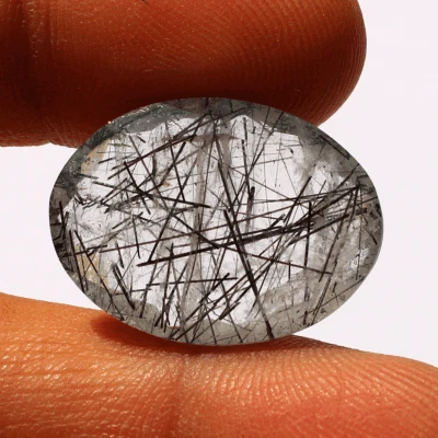 21.28 Cts Natural Tourmaline Rutile Quartz Top Grade Oval Faceted Cut Gemstone - Image 1 of 4