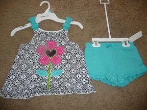NEW NWT Kids Headquarters girls size 5 beautiful floral short set outfit - Picture 1 of 1