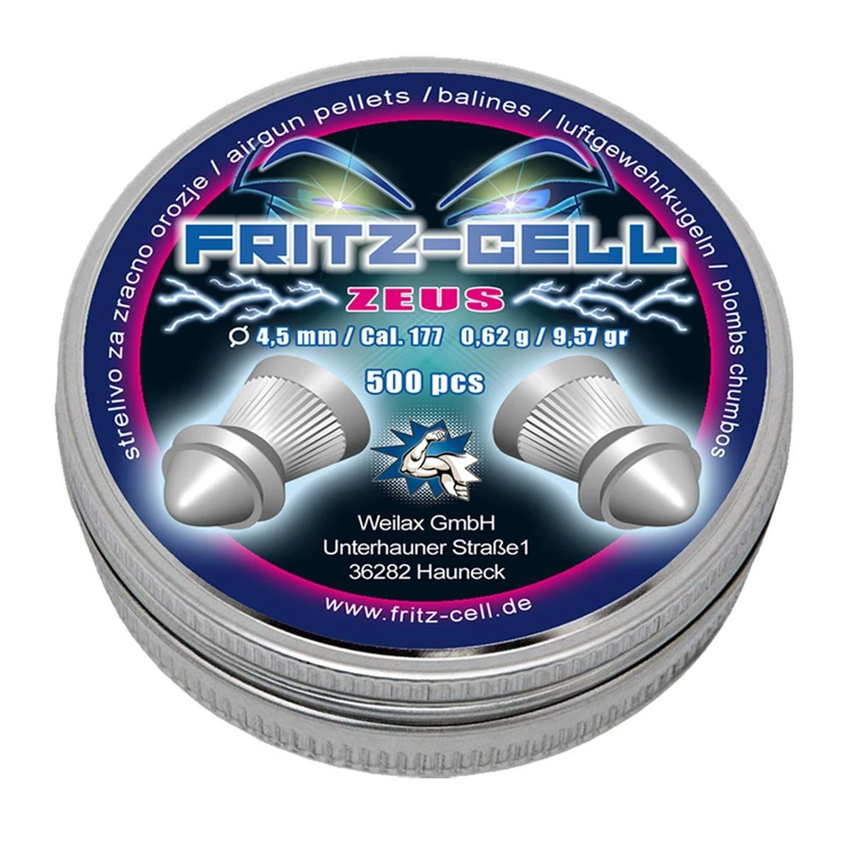1 x 500 Fritz Cell Zeus 4,5 mm Diabolos für Luftgewehr, Luftpistole Jagd