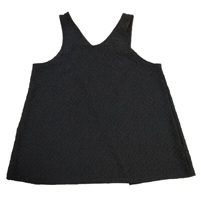 Camiseta sin mangas ANTHROPOLOGIE Deletta texturizada con espalda entrecruzada dividida negra XS Foto 1 de 4