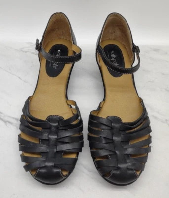 Softspots Sandals Womens 10 M Tatianna Black Leather Closed Toe Strappy 7302301 - Image 1 of 4