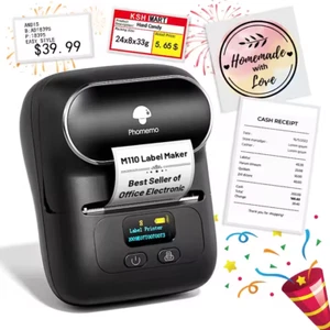 Bluetooth Etikettendrucker Barcode Selbstklebend Mini Thermodrucker Phomemo M110 - Bild 1 von 25