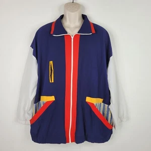 Vintage Teddi Sport Jacket Womens Large Windbreaker Coat Color Blocked 80s 90s - Picture 1 of 14