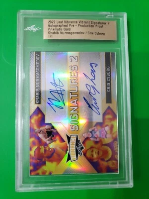 Nurmagomedov / Cyborg 2022 Leaf Vibrance Pre-Production Proof Dual Gold Auto 1/1 - Image 1 of 4
