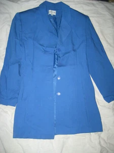 VINTAGE 80er 90er Jacke Mantelkleid BLAU Schulterpolster Viskose Schnürung 36 38 - Bild 1 von 8