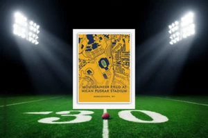 WEST VIRGINIA MOUNTAINEERS Stadium Location Map Print NCAA Stadium Art Poster - Picture 1 of 6
