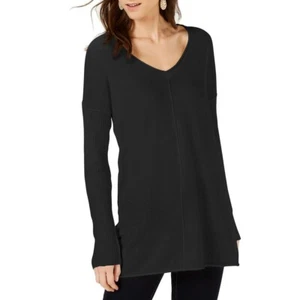 INC Women's Yellow Cashmere Blend Ribbed Long Sleeve V-Neck Sweater Top TEDO - Picture 1 of 6