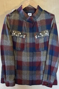 Cabi Damen Gr. M Hemdjacke Collage kariert Perlen bestickt Taschen - Bild 1 von 15
