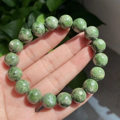 11.6mm Natural Green Diopside Quartz Crystal Gemstone Beads Bracelet 1182 - Image 1 of 4