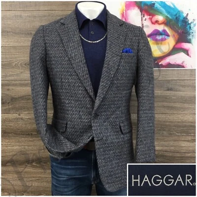 Blazer de Colección Haggar Para Hombres Abrigo Deportivo Chaqueta Informal Talla 40R Dos Botones Tweed Traje Foto 1 de 4