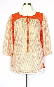 Top blusa ANTILIA FEMME arancione bianco trasparente GRANDE - Foto 1 di 3