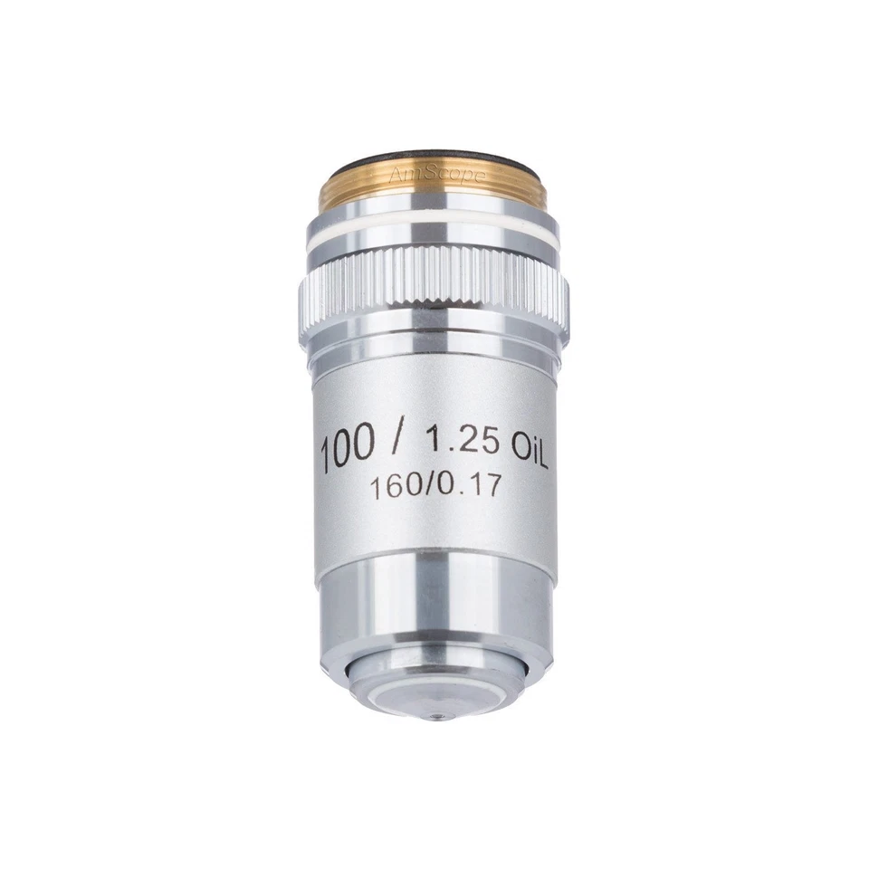 Objetivo de microscopio acromático AmScope 100X (aceite) para microscopios compuestos Foto 1 de 1