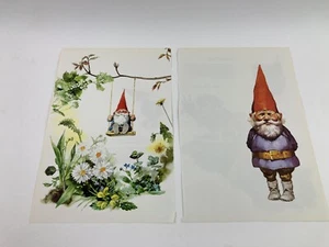 Gnome on Swing in Garden Flowers Portrait Poortvliet Art Prints from Book 8"x12" - Picture 1 of 6