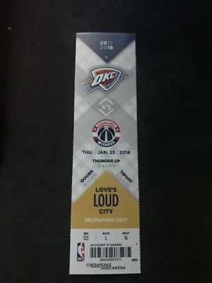 Russell Westbrook 46 Points Vs John Wall’s Wizards Ticket Stub  - Image 1 of 4