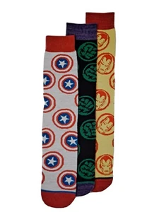 Marvel 3 pair Crew Socks Men's shoe Size 8-12 NIB Hulk, Captain America,Iron Man - Picture 1 of 5