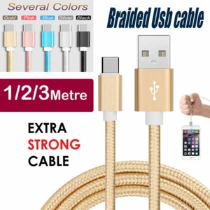 Braided USB Type C Data Phone mobile Charger Cable Lead for Samsung android - Picture 1 of 8