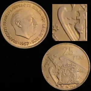 *GUTSE* FRANCO-8, 25 PESETAS 1957*66, PLUS, BRILLO ORIGINAL, SIN CIRCULAR. - Imagen 1 de 1