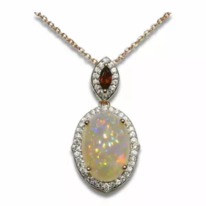 Welo Opal Anhänger mit Kette aus Sterlingsilber rosé vergoldet - Bild 1 von 3
