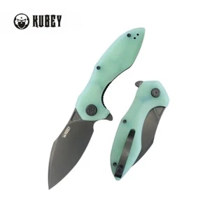 Cuchillo Plegable Kubey Noble Jade G10 Mango 14C28N Borde Liso Blackwash KU236Q - Imagen 1 de 4