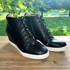 Paolo Damen-Sneaker schwarz Leder Schnürschuhe Keilabsatz Größe 9M Grunge Rock - Bild 1 von 13
