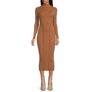 French Connection Simona Ribbed Mock Neck Long Sleeve Sweater Dress Small - Picture 1 of 8