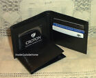 Croton Mens Wallet Genuine Ostrich Leather BLACK 6 Slots ID Window Cash Slots Nw