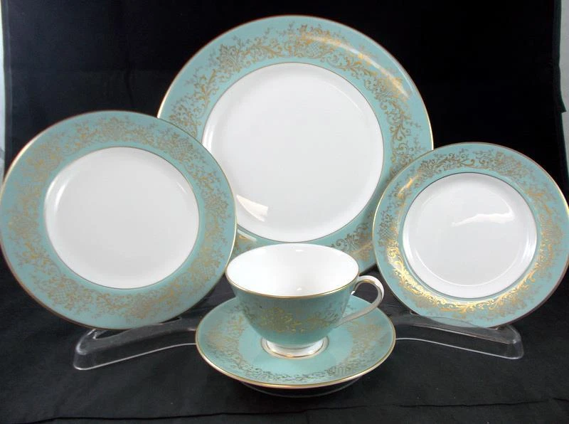 Royal Doulton DELAMERIE TURQUESA 5 Piezas Ajuste de Lugar H4968 Excelente ESTADO Foto 1 de 4