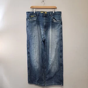 Pantalones de mezclilla vintage Y2K Enyce azules holgados desteñidos para hombre 38 (37x26) cortos patinador grunge - Imagen 1 de 15