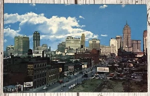 Main Street~Skyline Scene Of Detroit Michigan & West Fort St.~Vintage Postcard - Picture 1 of 2