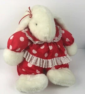 VTG ANCO Victorian Bunny Rabbit 22" Plush Stuffed Animal Red White Polka Dots - Picture 1 of 5