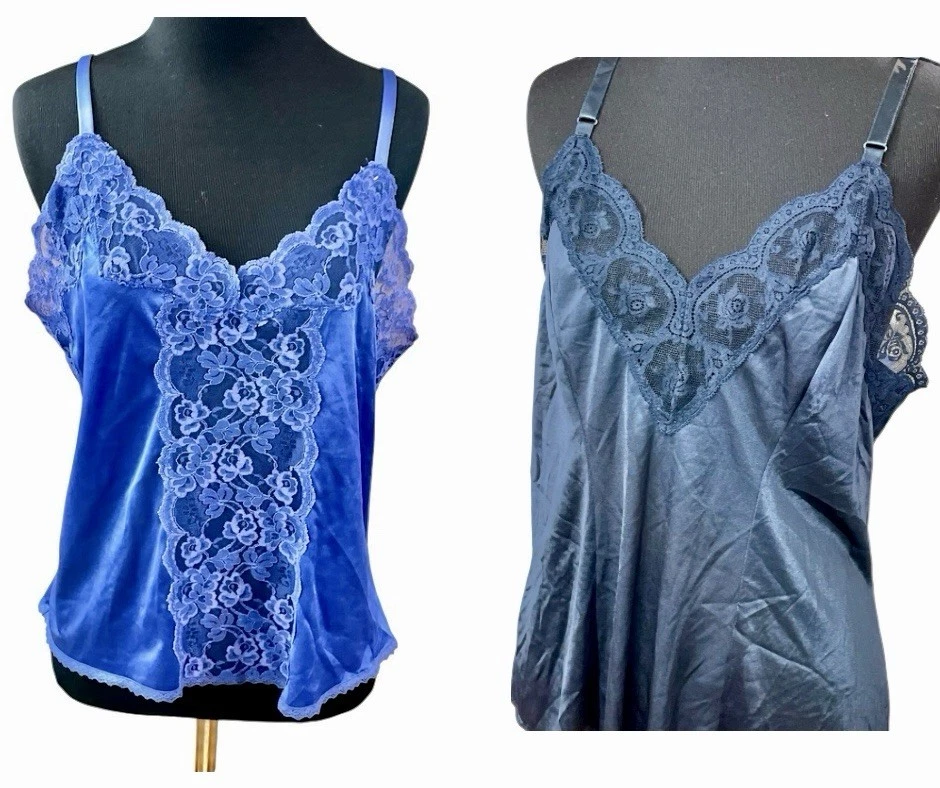 De Colección Encaje Cami Par Sin Mangas Top Azul Talla 38 Lorena y Mejor Forma Amor Femenino Foto 1 de 4