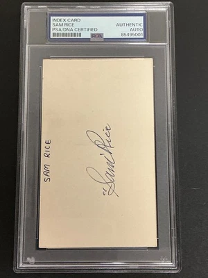 Sam Rice Signed Auto Index Card Washington Senators PSA DNA 001 - Image 1 of 3