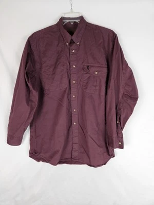 Vintage Browning Hunting Button-Up Shirt Sz. Large Padded Shoulder Burgandy - Image 1 of 4