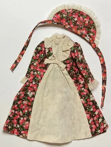 Vintage 1975 Ideal Jody An Old Fashion Girl Outfit Brown Floral Dress & Bonnet - Picture 1 of 7