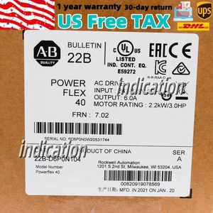 22B-D6P0N104 Allen-Bradley PowerFlex 40 2.2KW/3.0HP AC Drive US Free Tax - Picture 1 of 4