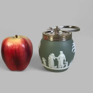 Ca. 1900 Wedgwood Green Jasperware Jam Jar - Picture 1 of 8