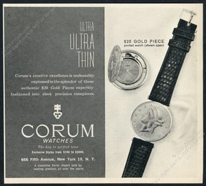 Corum 1972 $20 pieza de oro moneda reloj foto vintage impresión anuncio - Imagen 1 de 1