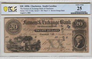 1850's Charleston South Carolina $20 Obsolete Banknote PCGS VF 25 Comment - Picture 1 of 2
