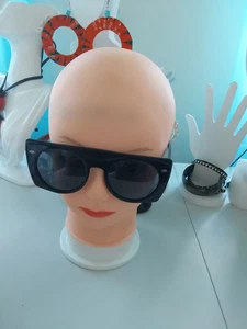 Top plano mujeres hombres moda gafas de sol negras marco cuadrado lentes redondas - Imagen 1 de 7