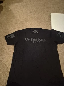 Grunt Style "Whiskey Helps" USA T-Shirt Herren Gr. Large, schwarz, patriotisches Thema - Bild 1 von 5