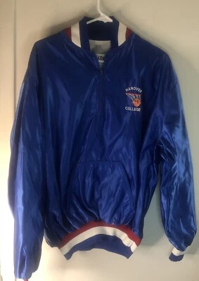 Vintage DeLong 1/4 Zip Pullover Hanover  College Blue Windbreaker Made in USA XL - Image 1 of 4