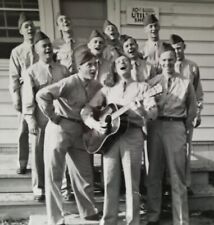 Vintage U.S. Soldiers Singing And Playing Guitar Photo ~ Military 