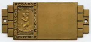 France Regarde St. Christopher Bronze Art Deco Medal 70x30mm 23gr !!! - Picture 1 of 2