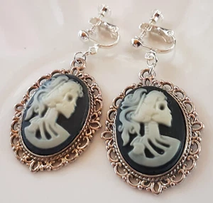 OHRCLIPS REGULIERBAR OHRSCHRAUBEN SCHWARZ WEIß GOTHIC - Bild 1 von 2