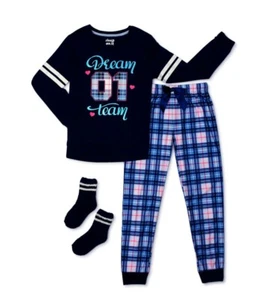 NWT 3-Piece Girls 10-12 Pajama set Long Sleeve Shirt & Pants BONUS w/ free Socks - Picture 1 of 4