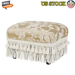Handmade Footstool Ottoman Sturdy Frame Upholstered Floral Home Use Luxurious - Picture 1 of 3