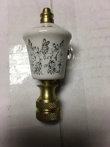 Vtg White Porcelain Finial With Solid  Brass Base And Top,4/27 IPS Thread - Picture 1 of 4