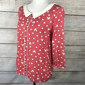 NWT Disney Collection Blouse by Lauren Conrad Mickey Mouse Print Pink Size XS - Picture 1 of 7