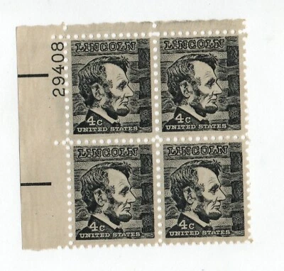 US 4 Cent Abraham Lincoln Stamps, 1965, Scott #1282, Block Of 4, MNH/OG/VF. - Image 1 of 2