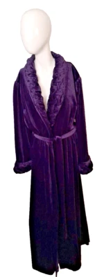 Bata de vellón delicada XL púrpura con ribete de gofre envolvente de felpa cálida acogedora para mujer Foto 1 de 4